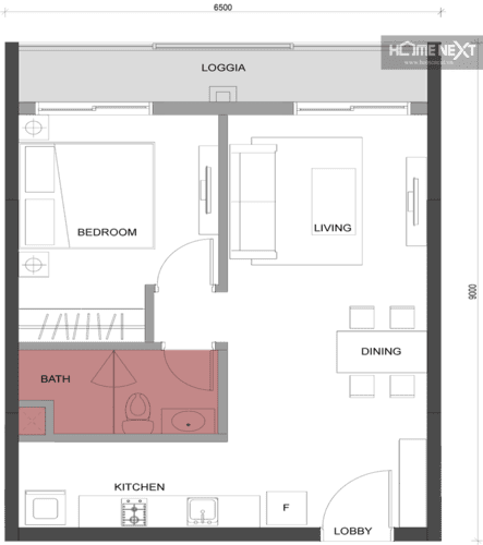 compass one 1 bedroom layout