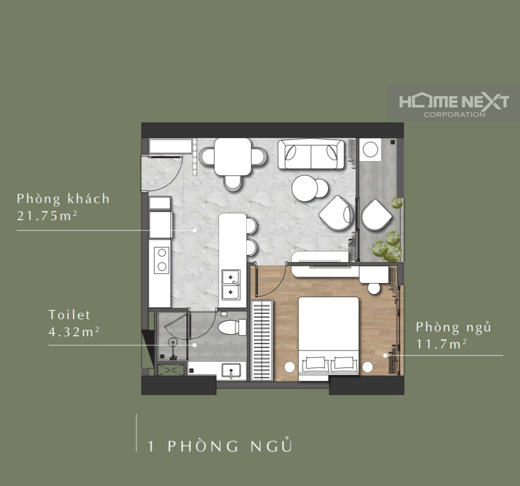 layout lavita 1 bedroom