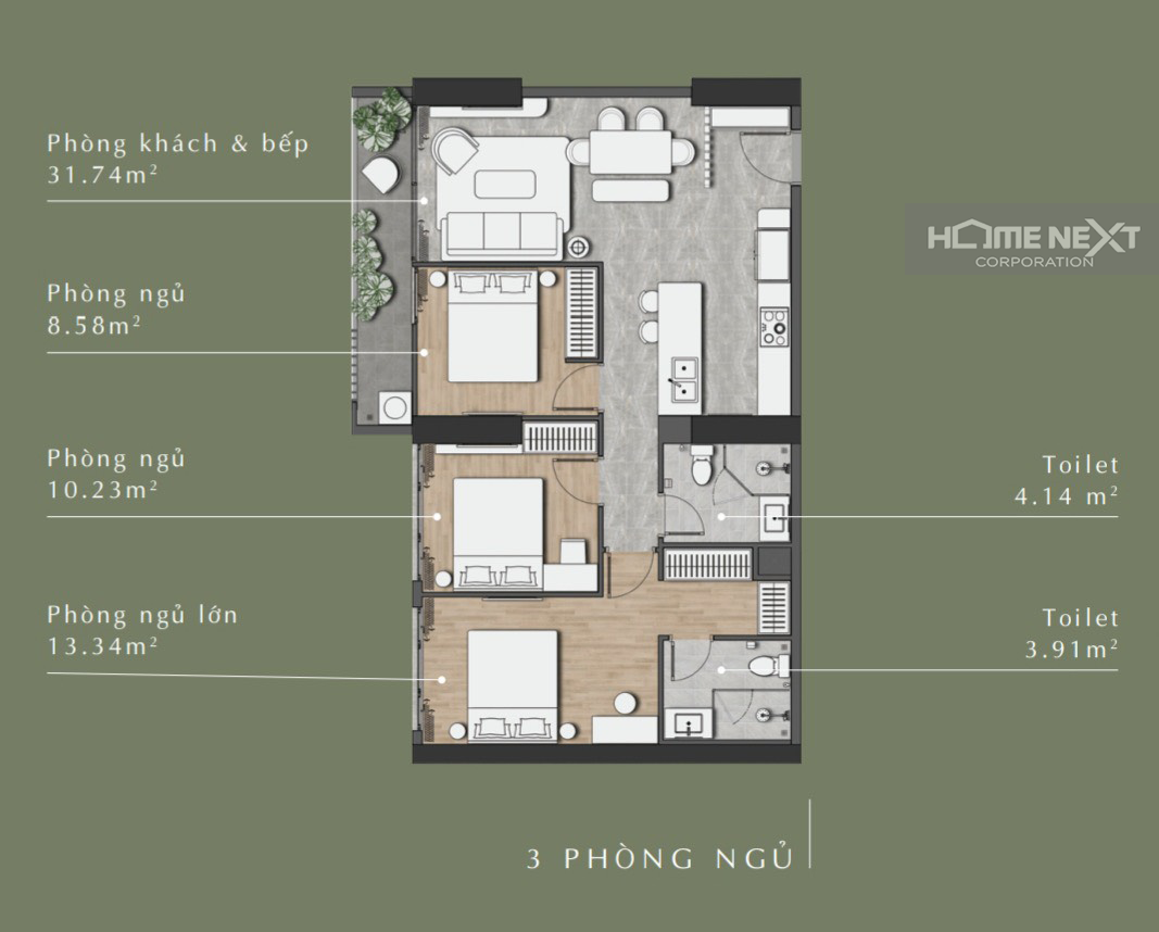 Lavita 3 bedroom layout