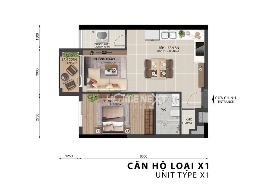 1 Bedroom Layout design